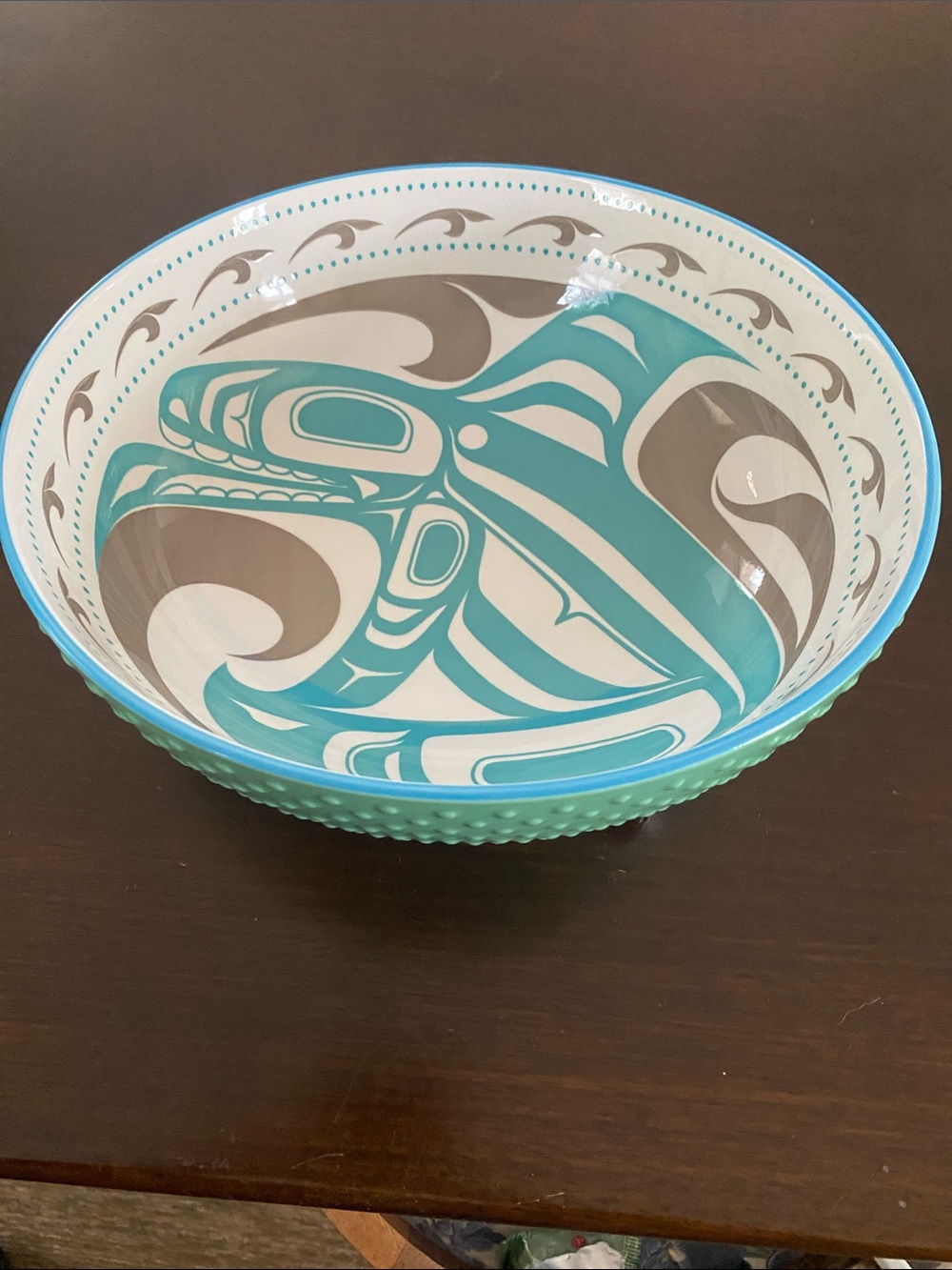 Turquoise and White Decorative Serveware Bowl